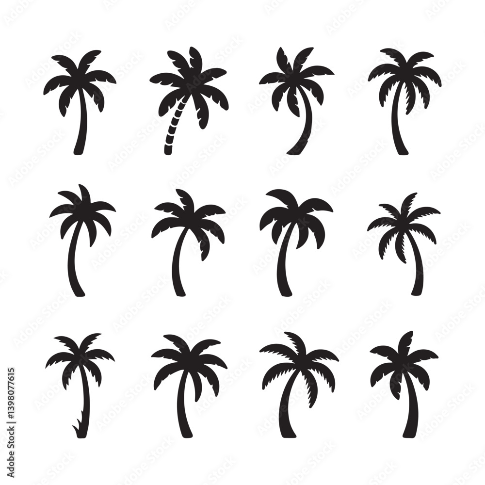 Palm Tree Illustrations for Summer Vacation and Travel Themes Palm Tree Illustrations for Summer Vacation and Travel Themes