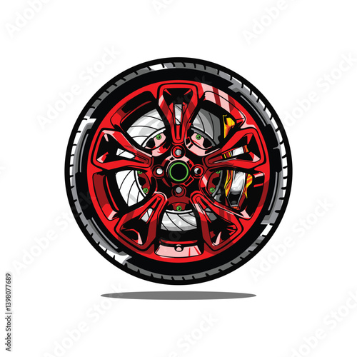 
High Performance Car Tire Vector Illustration