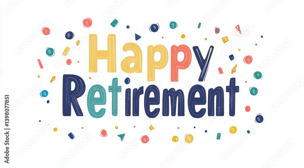 Happy Retirement: A vibrant digital illustration of the words