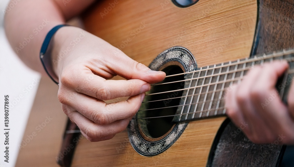 Fototapeta premium Fingers playing a guitar strings