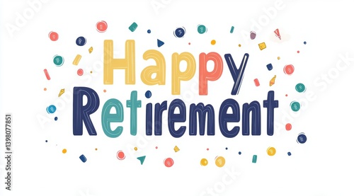 Obraz na płótnie Happy Retirement: A vibrant digital illustration of the words
