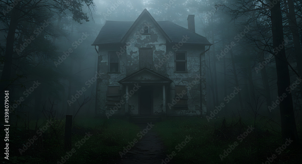 Old House in Forest with Fog Dramatic and Atmospheric Old House in Forest with Fog Dramatic and Atmospheric