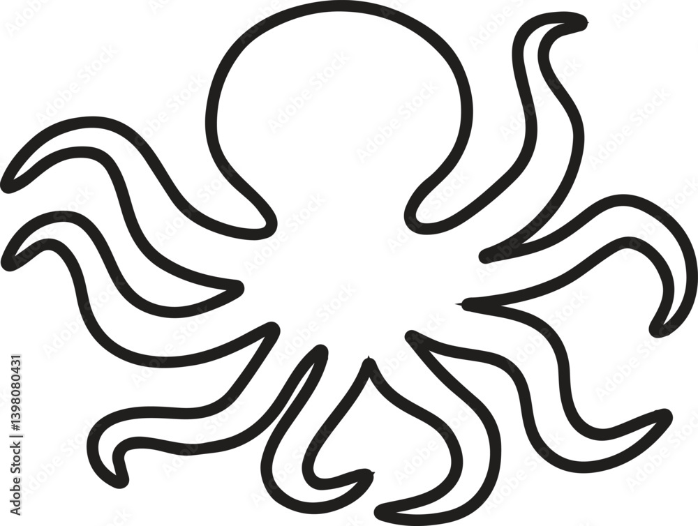 Obraz premium Octopus Silhouette Icon – Vector Sea Animal for Marine and Nautical Design Projects