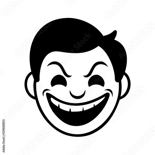 grinning face icon, grinning face silhouette vector illustration-simple silhouette illustration of grinning face, perfect for grinning face logos and icons