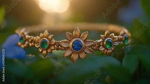 Wallpaper Mural Golden floral crown with gemstones Torontodigital.ca