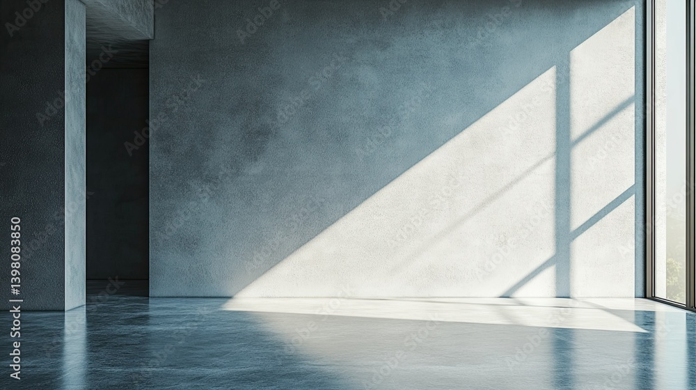 Light and Shadow Play in an Empty Room with Minimalist Architecture and Modern Design -- Light and Shadow Play in an Empty Room with Minimalist Architecture and Modern Design --