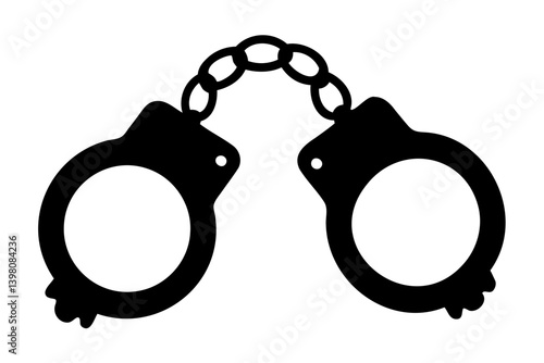 Handcuffs Crime Silhouette Vector Design Isolated on Transparent Background for Easy Use