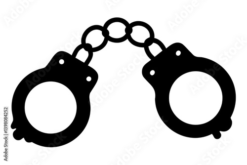 Realistic Handcuff Silhouette Vector Design for Crime and Justice Concepts on Transparent Background