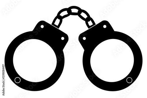 Handcuffs crime silhouette vector design isolated on transparent background