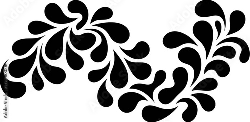 Abstract Black Ornate Fluid Shapes Forming A Symmetrical Swirl Vector Illustration