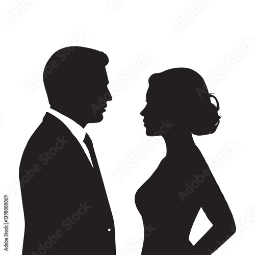 Flat design couple arguing silhouette white background.