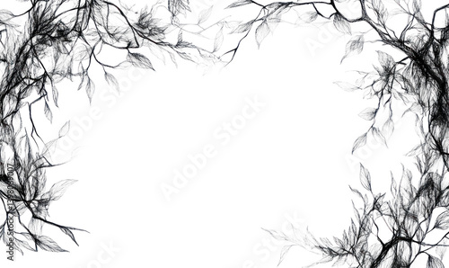 Grunge Ink Frame with Splatter and Brush Isolated on Transparent Background