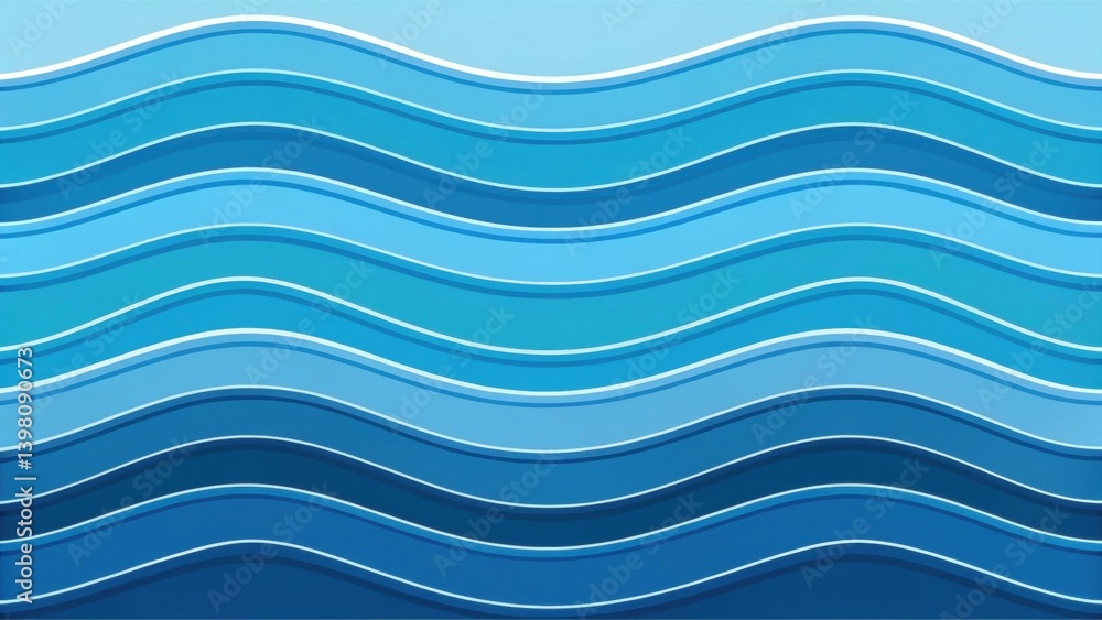 Fototapeta premium Abstract pattern of wavy blue lines representing water or ocean waves.