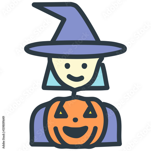 halloween witch with pumpkin 