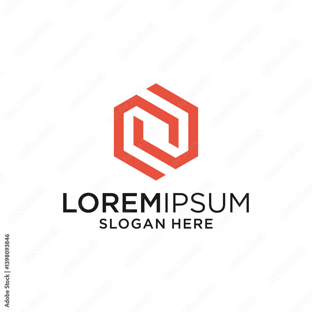 Abstract Red Hexagon Geometric Logo Design Abstract Red Hexagon Geometric Logo Design