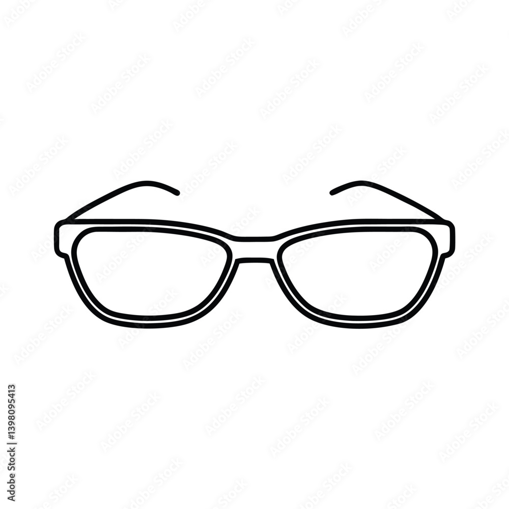 Fototapeta premium Black Outline Glasses Vector Illustration Eye Protection Accessories Minimal Design