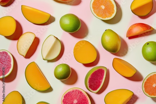 Wallpaper Mural Vibrant sliced fruits arranged in a colorful pattern Torontodigital.ca