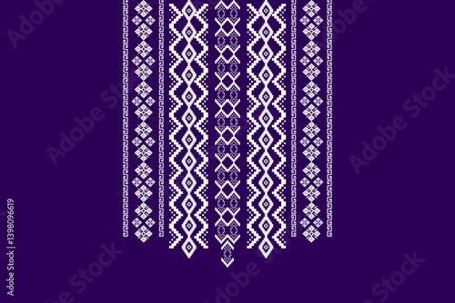 Neckline embroidery geometric abstract elements neck pattern. Native decorative design for fabric, clothing, illustration, texture, collar decor, border, rug, decoration, printing, element, necklace	