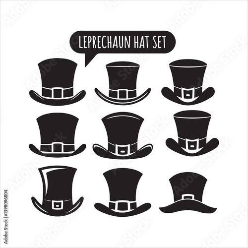 Wallpaper Mural leprechaun hat set black silhouette
 Torontodigital.ca