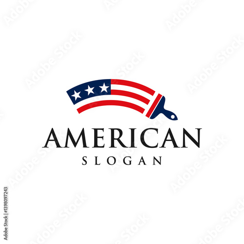American Flag Paintbrush Logo Design