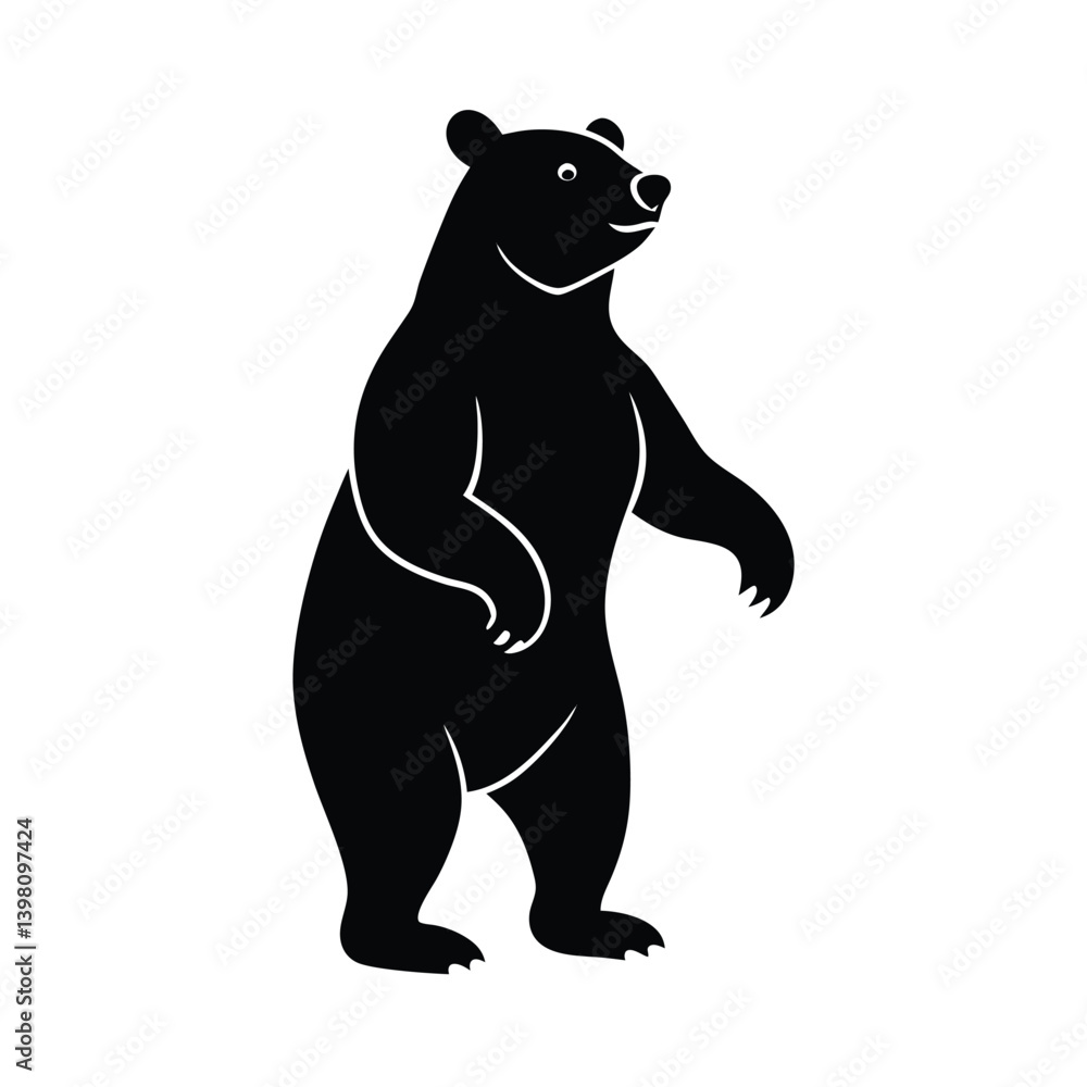 Fototapeta premium bear standing on two legs vector art silhouette
