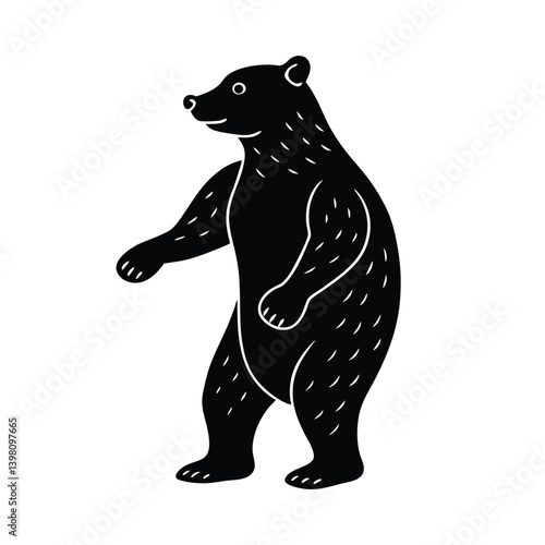 bear standing on two legs vector art silhouette