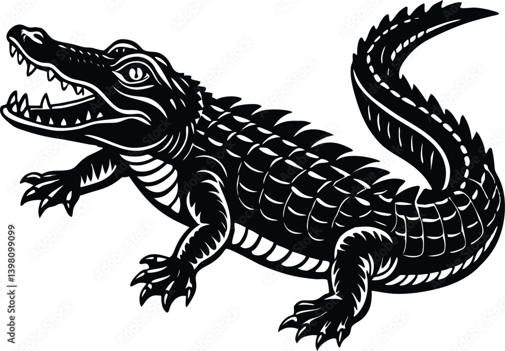 Alligator silhouette vector and illustration Alligator silhouette vector and illustration