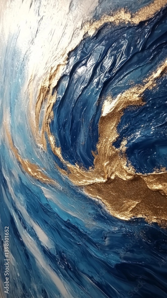 Abstract background with blue and gold waves, perfect for website design and digital art.