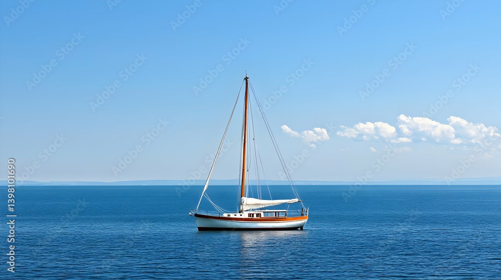White Wooden Sailboat On Calm Ocean Water White Wooden Sailboat On Calm Ocean Water