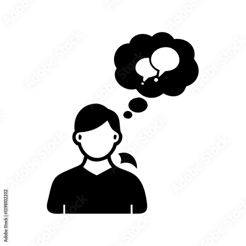 person with thought bubble icon, person with thought bubble vector