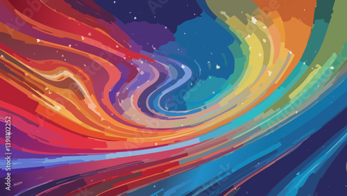 Create a visually arresting abstract background utilizing three complementary colors, arranging them in a dynamic, swirling pattern that suggests cosmic energy