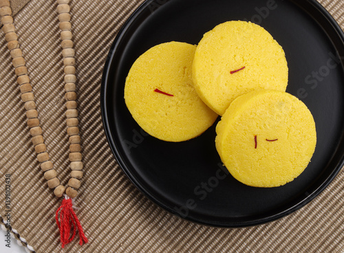 Indian sweet called Peda or Kesar Pedha 