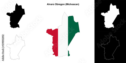 Alvaro Obregon municipality (Michoacan) outline map set