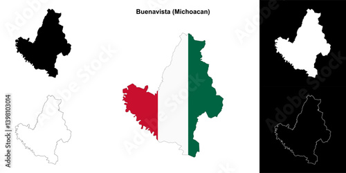 Buenavista municipality (Michoacan) outline map set