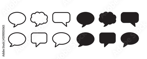 Speech Bubble and Chat Icon Silhouettes for Communication, Messaging App UI, Text Bubbles, and Social Media Graphics
