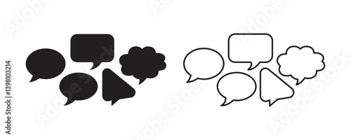 Speech Bubble and Chat Icon Silhouettes for Communication, Messaging App UI, Text Bubbles, and Social Media Graphics