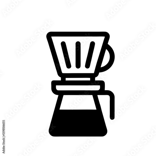 Black And White Outline Illustration Of A Pour Over Coffee Maker