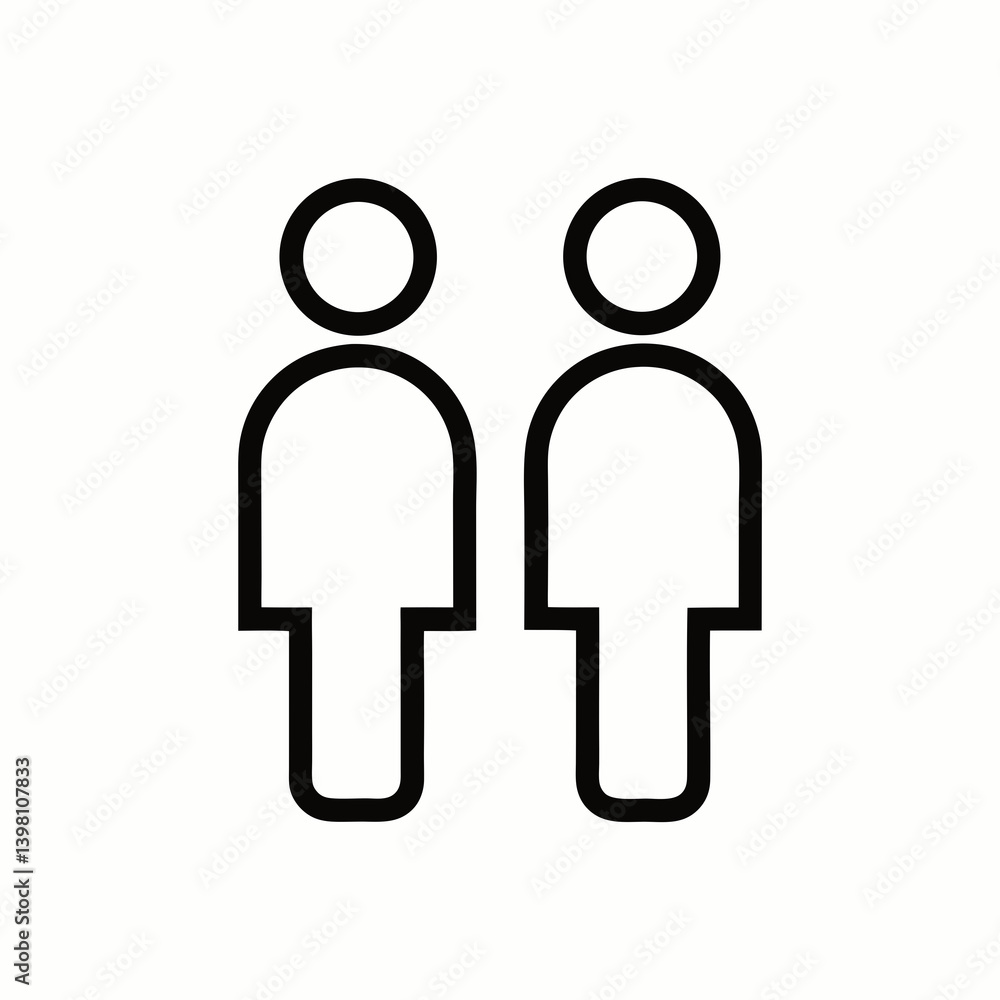 Two People Icon Simple Black Outline Vector Illustration Design Two People Icon Simple Black Outline Vector Illustration Design