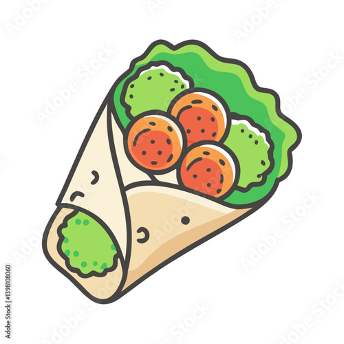 falafel wrap icon, falafel wrap vector illustration-simple illustration of falafel wrap, perfect for falafel wrap logos and icons