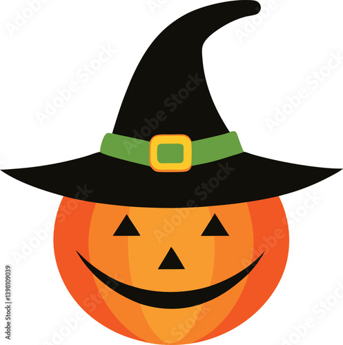 halloween pumpkin with witch hat