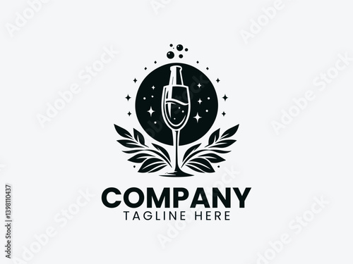 Champagne Vector Logo Design, Premium Champagne Branding Logo
