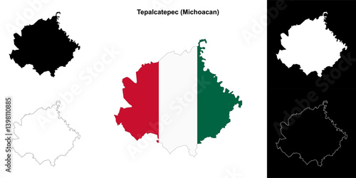 Tepalcatepec municipality (Michoacan) outline map set