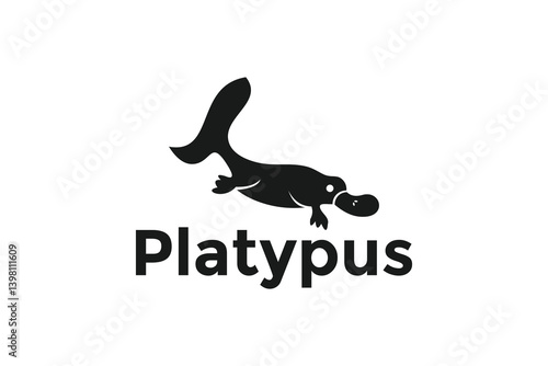 Black Platypus Silhouette Logo Graphic Design