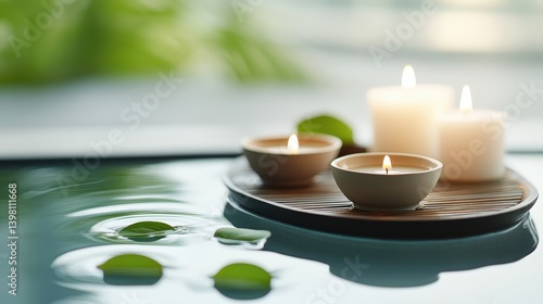 Wallpaper Mural Peaceful and Soothing Herbal Bath Setup with Floating Thai Herbs Candles and Natural Elements for Relaxation Wellness and Self Care Rituals Torontodigital.ca