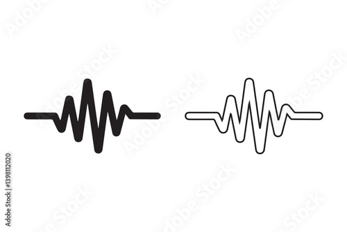 Pair of simple sound wave icons in black and white