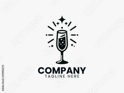 Champagne Vector Logo Design, Premium Champagne Branding Logo