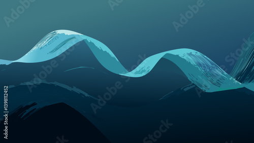 Black dark light jade petrol teal cyan sea blue green abstract wave wavy line background