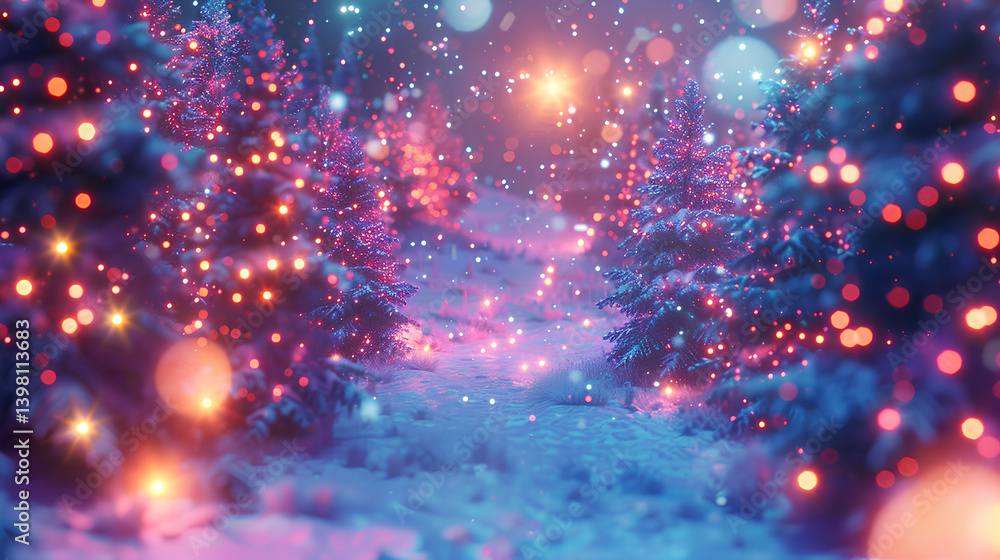 Pine tree decorated with beautiful lights, 3dD rendering
Pine tree decorated with beautiful lights, 3dD rendering