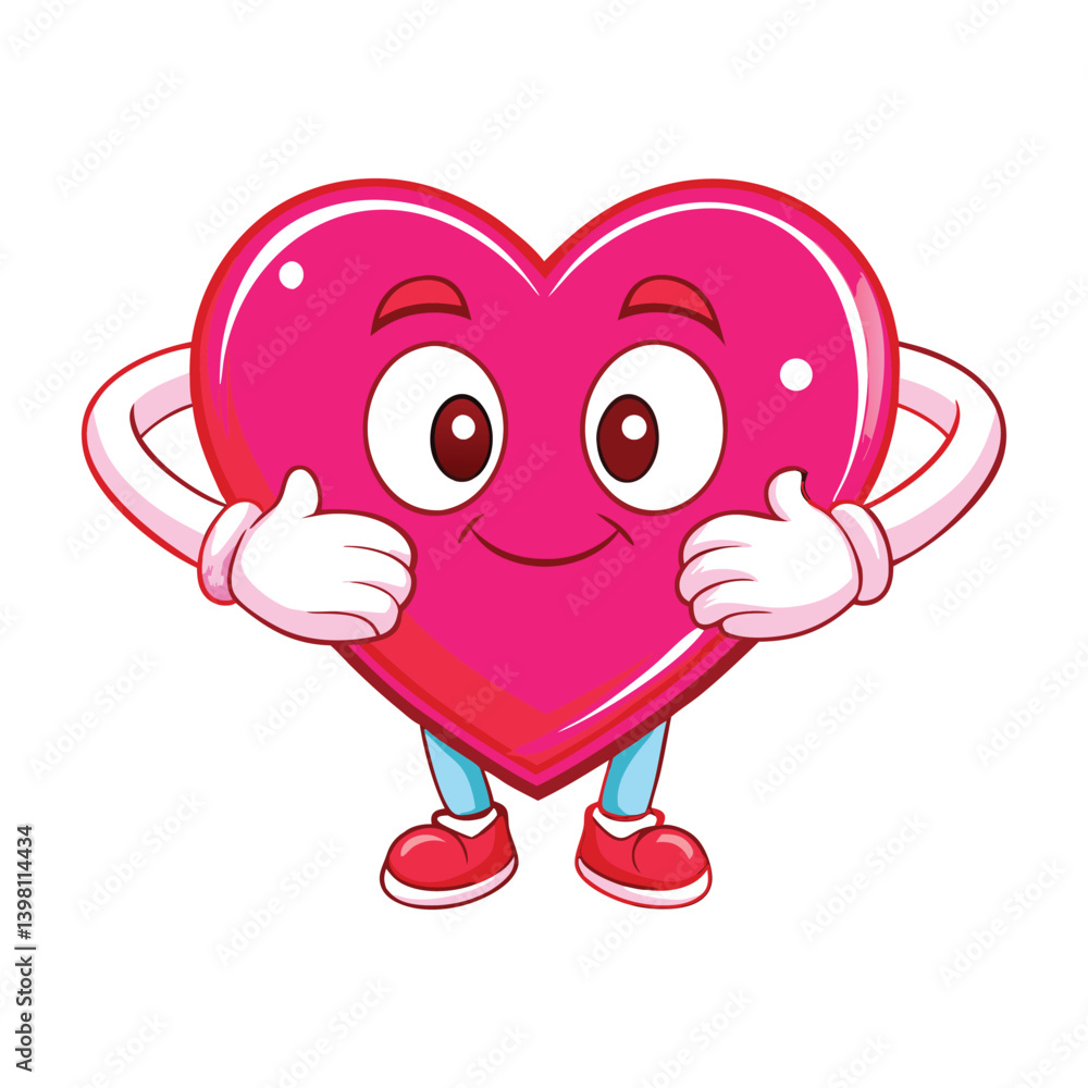 Cheerful Cartoon Heart Character Expressing Happiness With Open Arms and a Smile Cheerful Cartoon Heart Character Expressing Happiness With Open Arms and a Smile