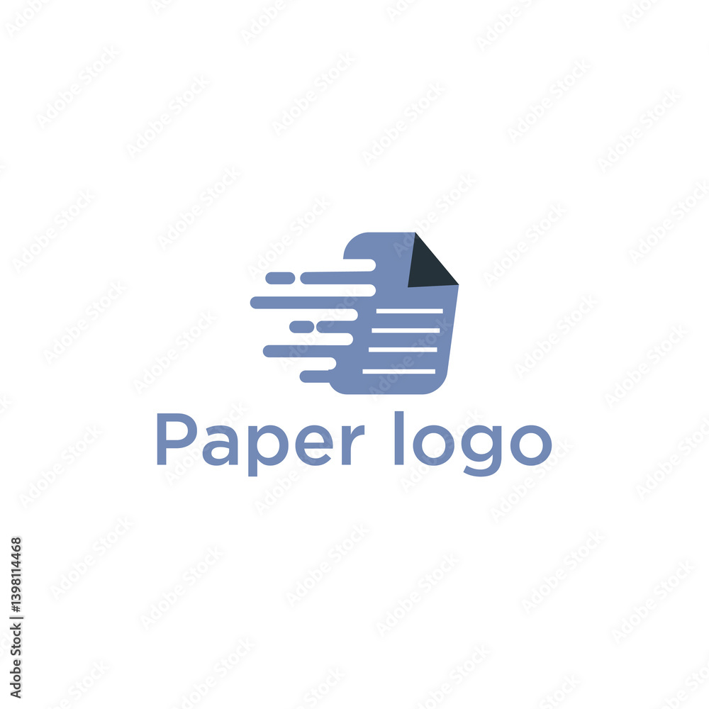 Blue and Gray Paper Document Logo with Speed Lines Blue and Gray Paper Document Logo with Speed Lines